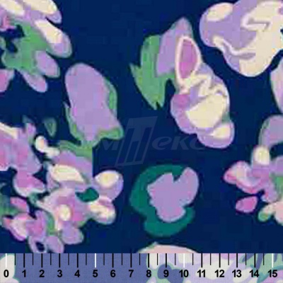 Штапель принт (100% вискоза) D4,C3, 110 гр/м2, шир.140см, принт цветы/василёк - купить в Сургуте. Цена 343 руб.