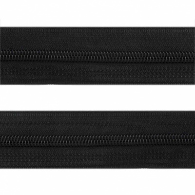 Рулонная молния с покрытием PVC спираль тип 3 (упак.270м) -черная с полосой СВО - купить в Сургуте. Цена: 12.74 руб.