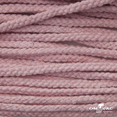 Шнур плетеный d-6 мм круглый, 70% хлопок 30% полиэстер, уп.90+/-1 м, цв.1087-розовый - купить в Сургуте. Цена: 588 руб.