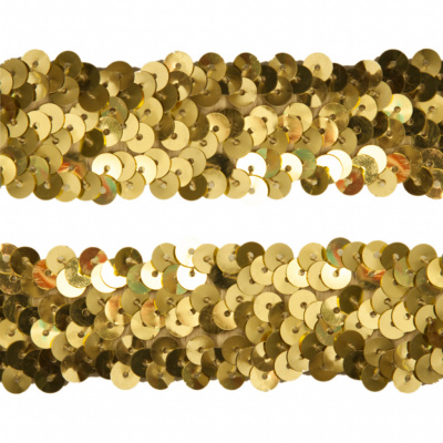 Тесьма с пайетками D16, шир. 30 мм/уп. 25+/-1 м, цвет золото - купить в Сургуте. Цена: 1 098.48 руб.