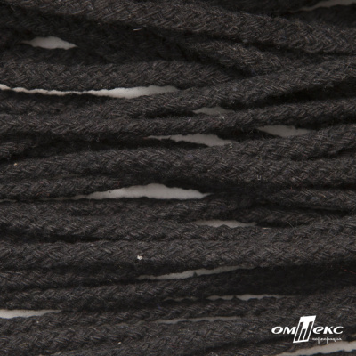 Шнур плетеный d-6 мм круглый, 70% хлопок 30% полиэстер, уп.90+/-1 м, цв.1078-черный - купить в Сургуте. Цена: 588 руб.