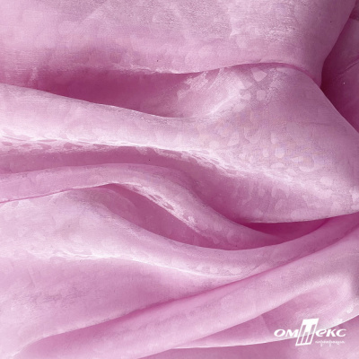 Плательная органза вытравка,100% полиэстр, шир. 150 см, #606 цв.-розовый - купить в Сургуте. Цена 380.73 руб.