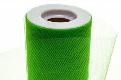 Фатин в шпульках 16-146, 10 гр/м2, шир. 15 см (в нам. 25+/-1 м), цвет зелёный - купить в Сургуте. Цена: 100.69 руб.