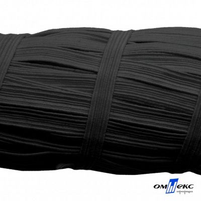 Резиновые нити с текстильным покрытием, шир. 6 мм (55 м/уп), цв.-черный - купить в Сургуте. Цена: 210.75 руб.