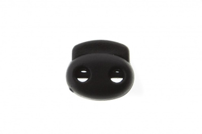 8049ТН Фиксатор пластиковый двухдырочный, 23х20 мм, цвет чёрный - купить в Сургуте. Цена: 1.37 руб.