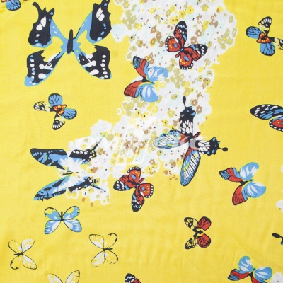 Плательная ткань "Софи" 7.2, 75 гр/м2, шир.150 см, принт бабочки - купить в Сургуте. Цена 241.49 руб.