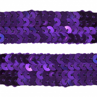 Тесьма с пайетками 12, шир. 20 мм/уп. 25+/-1 м, цвет фиолет - купить в Сургуте. Цена: 778.19 руб.