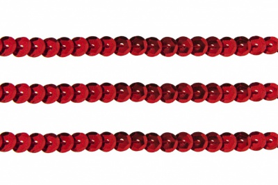 Пайетки "ОмТекс" на нитях, SILVER-BASE, 6 мм С / упак.73+/-1м, цв. 3 - красный - купить в Сургуте. Цена: 468.37 руб.