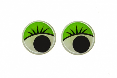 Глазки для игрушек, круглые, с бегающими зрачками, 15 мм/упак.50+/-2 шт, цв. -зеленый - купить в Сургуте. Цена: 113.01 руб.