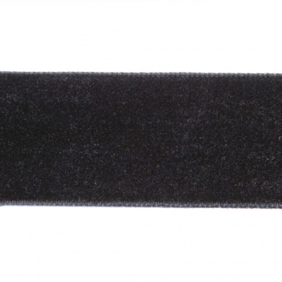Лента бархатная нейлон, шир.25 мм, (упак. 45,7м), цв.03-черный - купить в Сургуте. Цена: 800.84 руб.