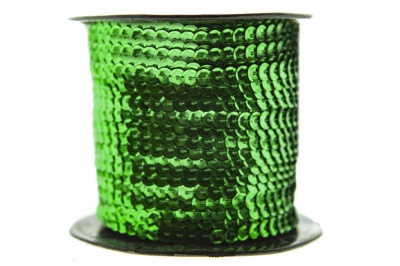 Пайетки "ОмТекс" на нитях, SILVER-BASE, 6 мм С / упак.73+/-1м, цв. 4 - зеленый - купить в Сургуте. Цена: 484.77 руб.