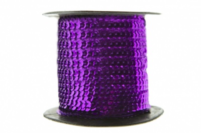 Пайетки "ОмТекс" на нитях, SILVER-BASE, 6 мм С / упак.73+/-1м, цв. 12 - фиолет - купить в Сургуте. Цена: 300.55 руб.