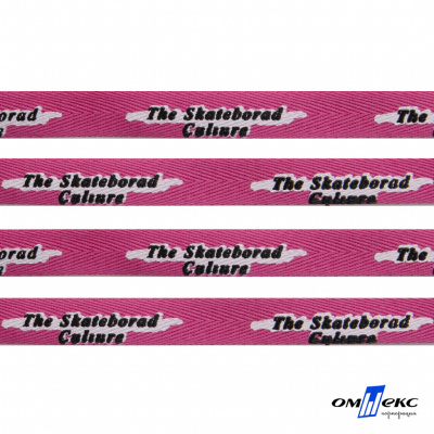 Тесьма отделочная (киперная) 10 мм, 100% хлопок,"THE SKATEBOARD CULIURE"(45 м) цв.121-26 -яр.розовый - купить в Сургуте. Цена: 850.62 руб.