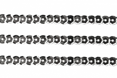 Пайетки "ОмТекс" на нитях, SILVER-BASE, 6 мм С / упак.73+/-1м, цв. 1 - серебро - купить в Сургуте. Цена: 468.37 руб.
