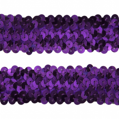 Тесьма с пайетками 12, шир. 30 мм/уп. 25+/-1 м, цвет фиолет - купить в Сургуте. Цена: 1 098.48 руб.