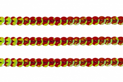 Пайетки "ОмТекс" на нитях, CREAM, 6 мм С / упак.73+/-1м, цв. 96 - красный - купить в Сургуте. Цена: 484.77 руб.