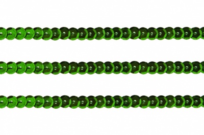 Пайетки "ОмТекс" на нитях, SILVER-BASE, 6 мм С / упак.73+/-1м, цв. 4 - зеленый - купить в Сургуте. Цена: 484.77 руб.