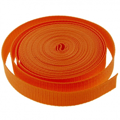 Стропа текстильная, шир. 25 мм (в нам. 50+/-1 ярд), цвет оранжевый - купить в Сургуте. Цена: 409.94 руб.