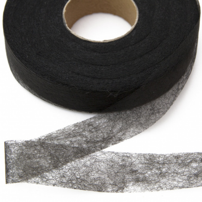 Прокладочная лента (паутинка) DF23, шир. 25 мм (боб. 100 м), цвет чёрный - купить в Сургуте. Цена: 2.10 руб.